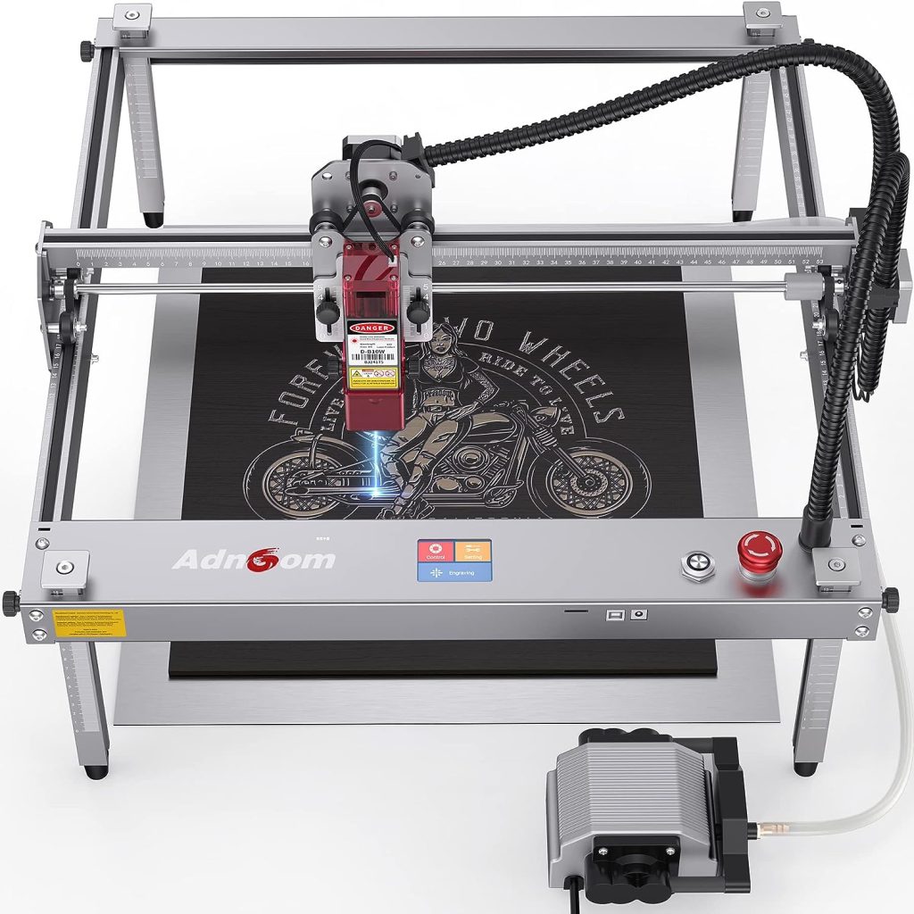 ADNOOM Laser Engraver with Air Assist, 10W Output Power Laser Cutter, 60W Laser Engraver and Cutting Machine, Laser Cutter and Engraver Machine for Wood, Metal, Craft Paper, Acrylic, Leather