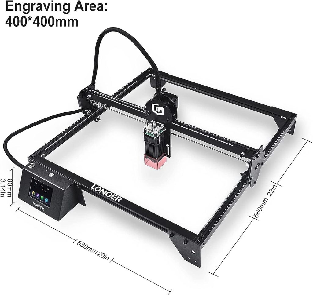 LGT LONGER RAY5 Laser Engraver, 40W Laser Engraving Cutting Machine for Metal and Wood, 5w Laser Cutter and Engraver Machine, 15.7x15.7inch, 3.5-inch Color Touch Screen, Offline Engraving/Cutting