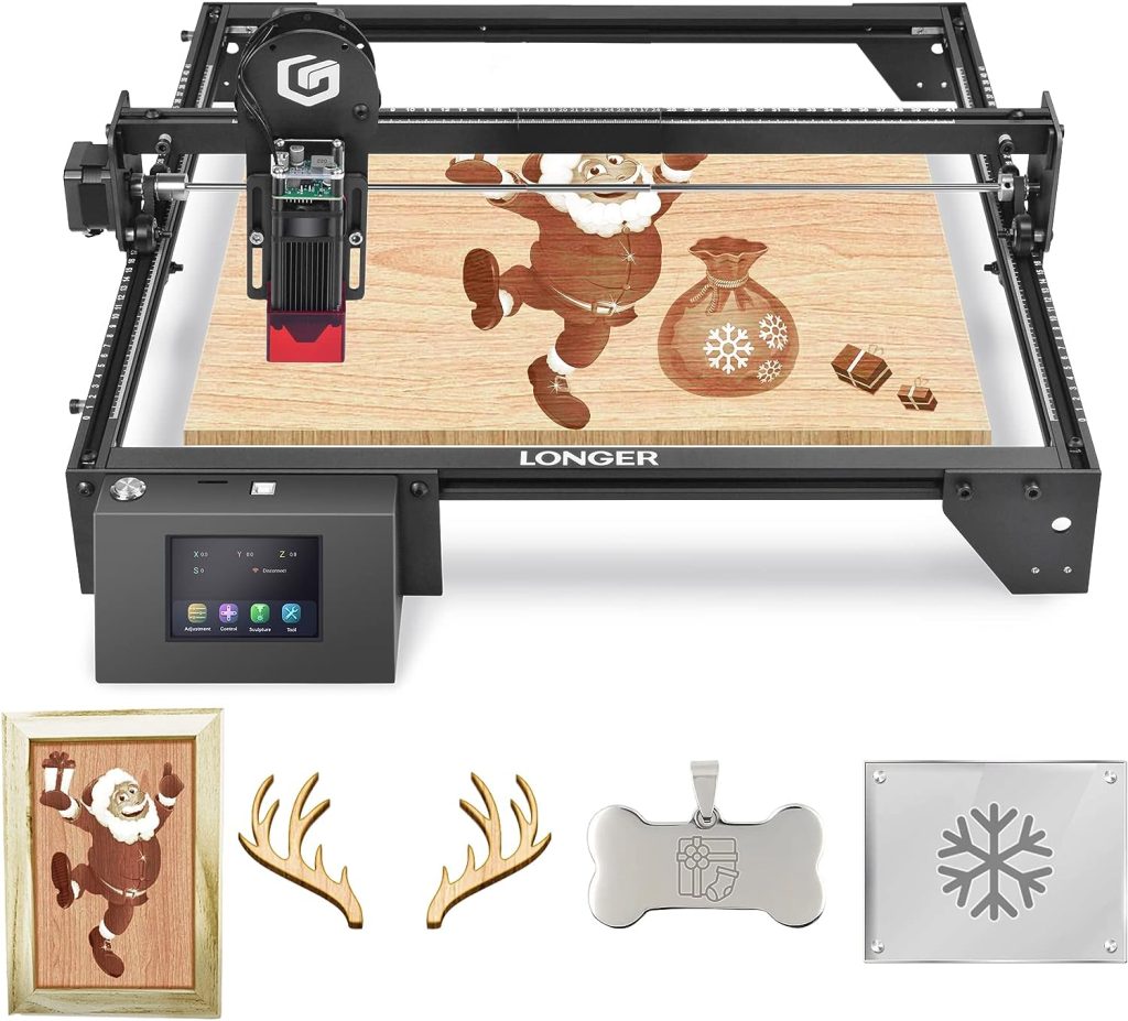 LGT LONGER RAY5 Laser Engraver, 40W Laser Engraving Cutting Machine for Metal and Wood, 5w Laser Cutter and Engraver Machine, 15.7x15.7inch, 3.5-inch Color Touch Screen, Offline Engraving/Cutting