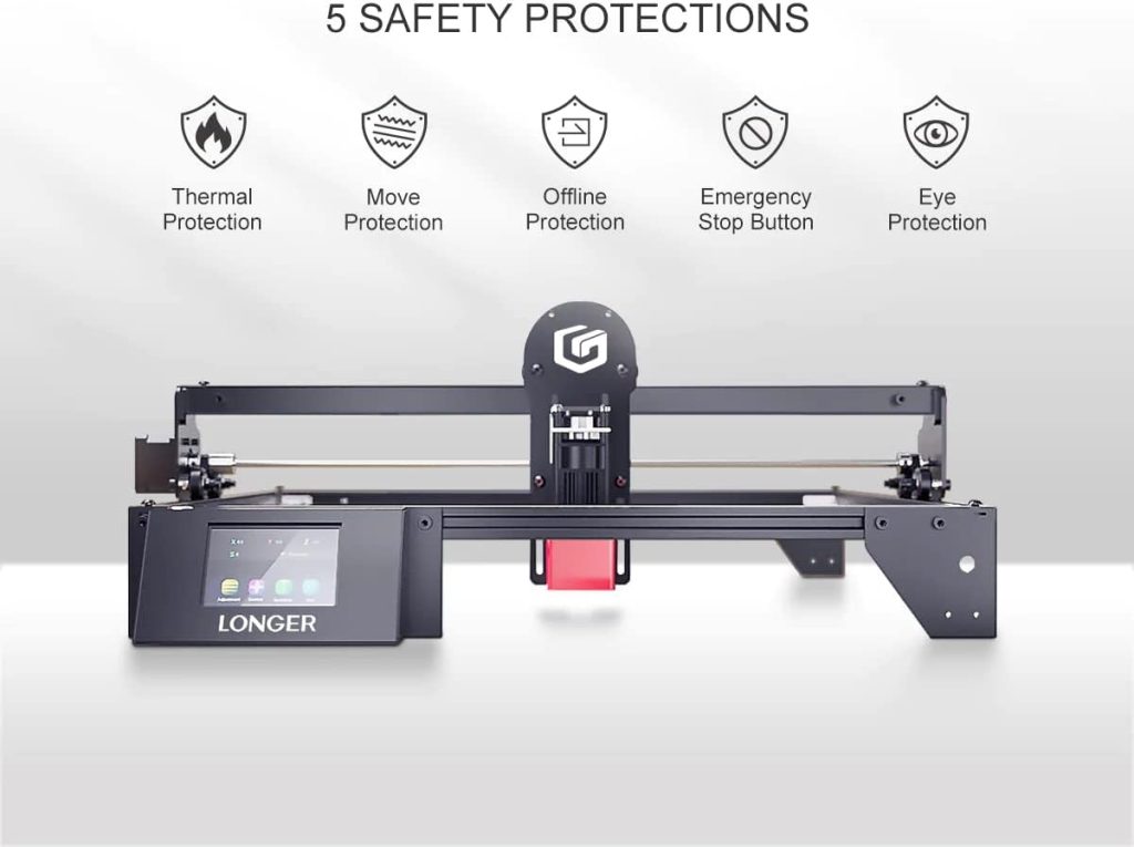 LGT LONGER RAY5 Laser Engraver, 40W Laser Engraving Cutting Machine for Metal and Wood, 5w Laser Cutter and Engraver Machine, 15.7x15.7inch, 3.5-inch Color Touch Screen, Offline Engraving/Cutting