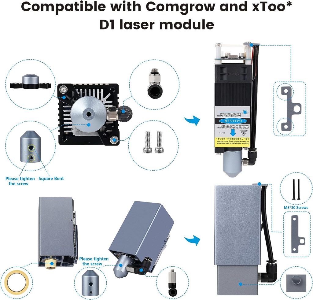 Comgrow Air Assist for Laser Cutter and Engraver,Air Assist Pump Kit with Adjustable 30L/Min,for CNC Cutting and Laser Engraving,Remove Smoke and Dust,Protect Laser Lens, Reduce Surface Temperature