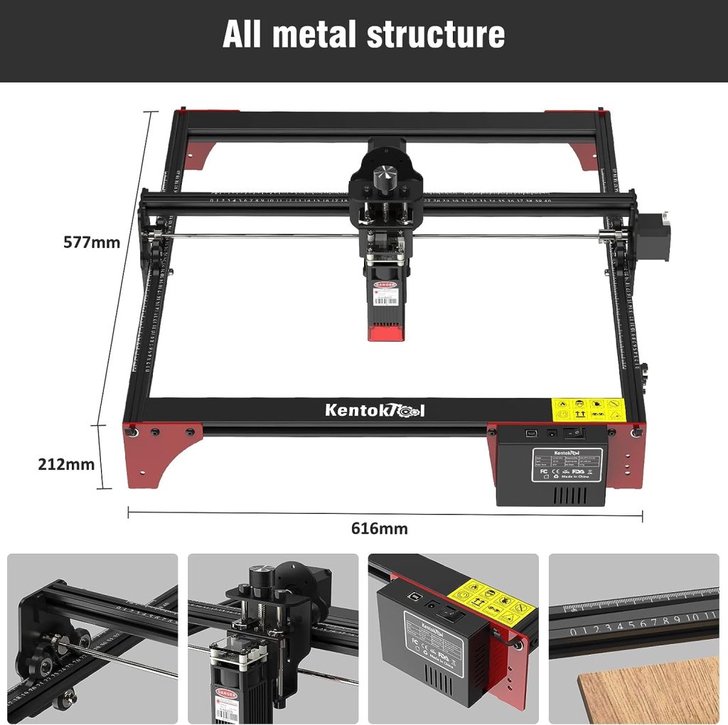 KENTOKTOOL LE400PRO Laser Engraver, 50W High Accuracy Laser Engraver, 5.5-6W Laser Power Compressed Spot Engraver and Cutter Machine for Wood, Metal, Acrylic, Leather